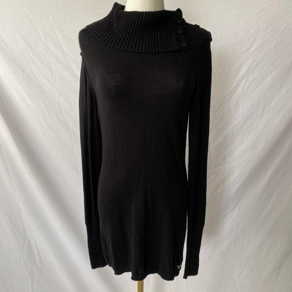 American Eagle black button collared sweater top size large Y2K vintage